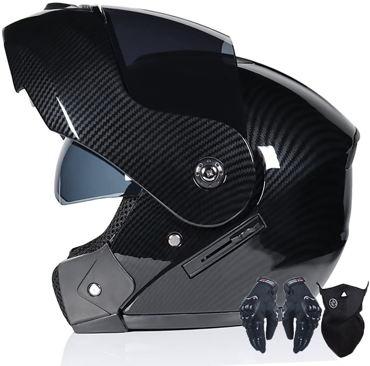 Motorradhelm Damen Herren,Klapphelme Modularer Helm Motorradhelm Integralhelme Roller-Helm Scooter-Helm Mofa-Helm DOT/ECE Zertifiziert Für Erwachsene Mit Doppelvisier