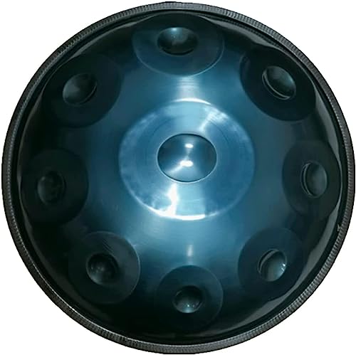 9/10 Note Handpan Drum 22 Zoll in d-Moll Handtrommel Steel Drum Percussion mit Handpan-Ständer und weicher Handpan-Tasche, blau, 9 Noten