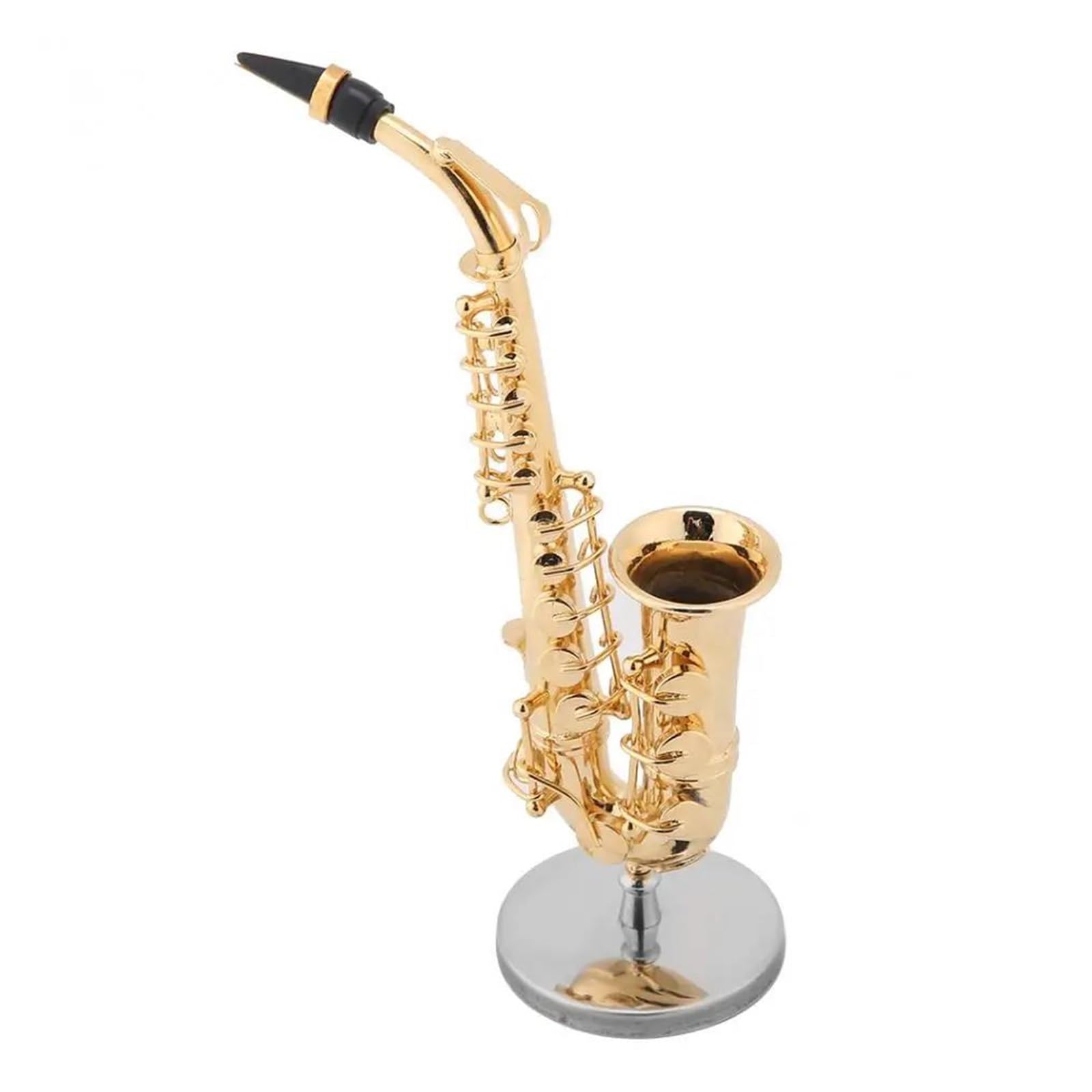 Instrumenten-Musikmodell, Miniatur-Altsaxophon Mit Ständer Und Koffer, Vergoldete Instrumentenmodell-Ornamente