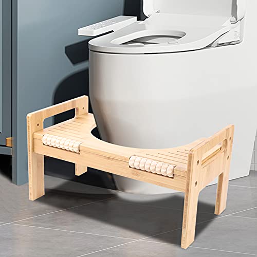 ieLsngai Bambus Toilette Hocker, hysiologischer Toilettenhocker aus Bambus, Bambus Edition WC Hocker und Massage Design für Kinder Schwangere Frauen Alte Leute