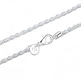 CLLBANT 925 Sterling Silber Herrenschmuck 3mm gedrehte Seilkette Halskette Größe 16-30 Zoll ()