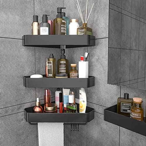 YIHANSS Eck-Duschregal, Badezimmer-Eckregal, Küchenrahmen, wandmontiertes Shampoo-Regal, Aufbewahrungszubehör ohne Bohren, Organizer, Duschhalter, Dusch-Organizer (Farbe: einlagig) (dreilagig2)