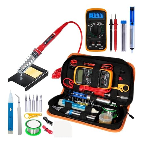 WLLKIY Temperatur Elektrische Lötkolben Kit 80W Lötkolben Kit Mit Multimeter Schweißen Tool Kit Sicher Und Stabil(Red-01)