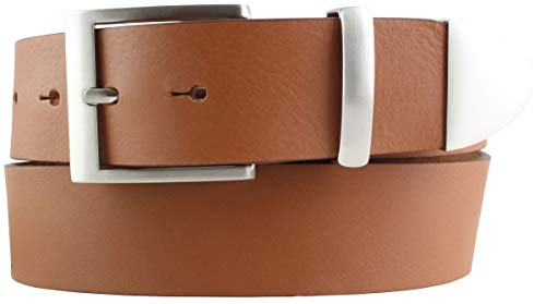 BELTINGER Gürtel aus Vollrindleder mit Spitze/Schlaufe aus Metall 4 cm | Jeans-Gürtel Damen Herren 40mm | Vollleder-Gürtel | Tabac 120cm