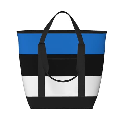 YQxwJL Isolierte Kühltasche mit Estland-Flagge und großem Fassungsvermögen, Einkaufstasche, Reisetasche, Strand, wiederverwendbare Einkaufstasche für Erwachsene, Schwarz, Einheitsgröße