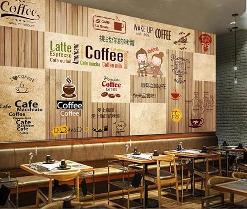 tyujlkjddlf Tapete Wandbild 3D Benutzerdefinierte Handbemalte Kaffee-Western-Restaurant-Freizeitbar-Milchteeladen-Hintergrundwand-140Cmx100Cm