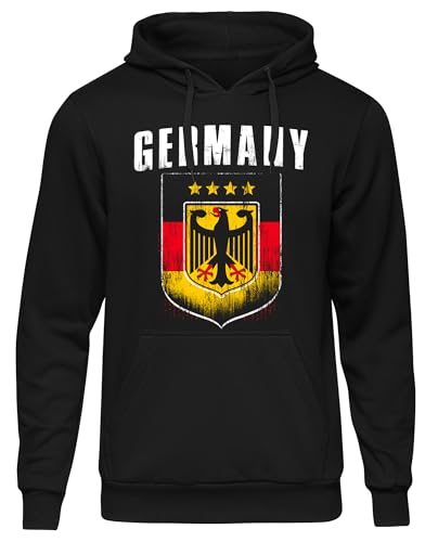 UGLYSHIRT Deutschland Herren Kapuzenpullover | Deutschland Trikot Fanartikel Fussball EM WM Deutschland Flagge Germany Hoodie Deutschland Pullover | M5 Schwarz (4XL)