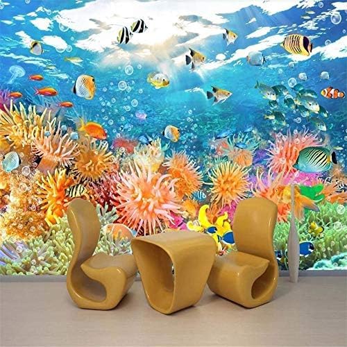 XLMING Unterwasser-Aquarienwelt Korallenriff-Fischkolonie Meeresfische Beim Laichen Küche Esszimmer Arbeitszimmer Wohnzimmer TV Hintergrund Wand 3D Tapete-430cm×300cm