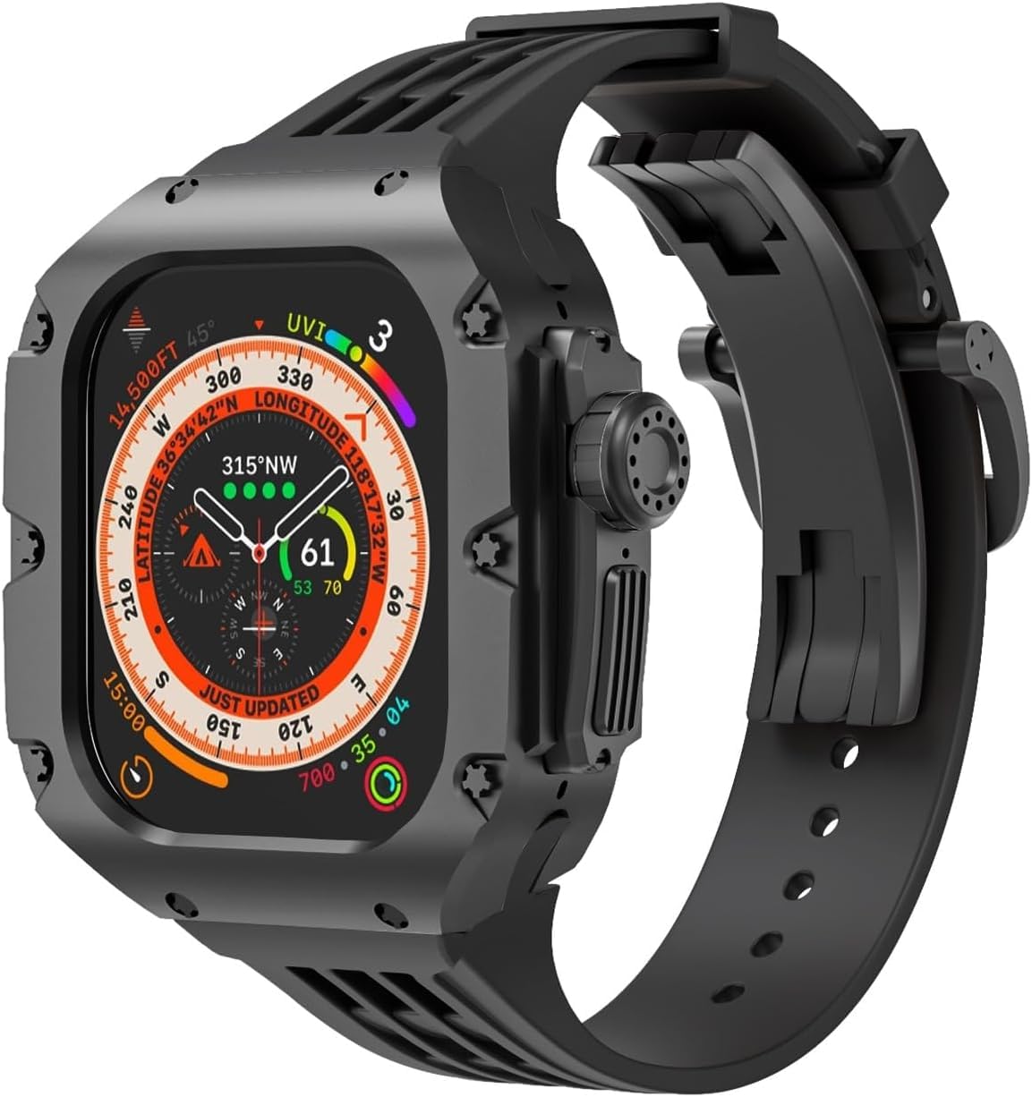 NEYENS 49 mm Titanlegierung, Uhrengehäuse, Gummiband, für Apple Watch Ultra 2 Serie, Ersatzteil, Sportarmbänder, Uhrengehäuse, Metallkrone, Mod-Kit, Zubehör, For Ultra 2, Achat