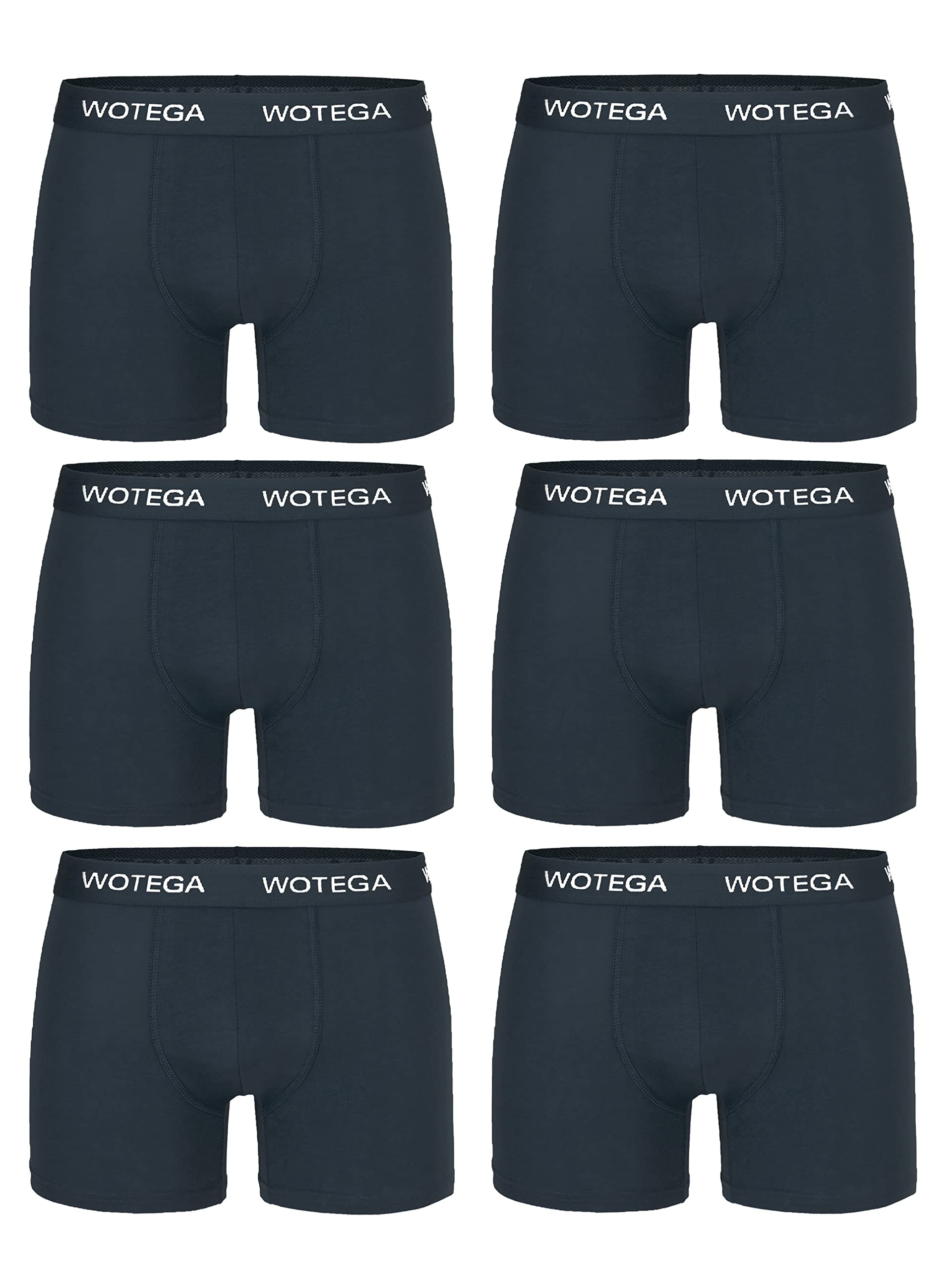 WOTEGA Joe - 6er Pack Unterhosen Männer - Basic Herren Boxershorts - Baumwoll Unterhosen - Herrenunterwäsche, Grau (Castlerock 180201), XS