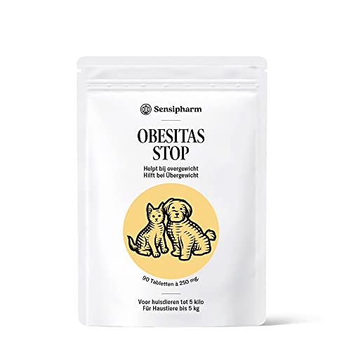 Sensipharm Obesitas Stop - Hilft Natürlich bei Übergewicht, Verstopfung - 90 Tabletten a 250 mg. für Katzen, Hunde, Meerschweinchen, Kaninchen