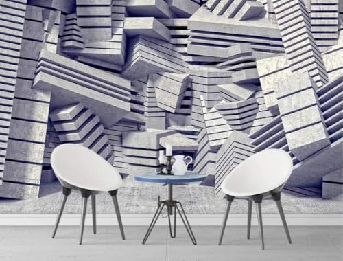 Geometrischer Industriezement Kubisch 3D Tapete Poster Restaurant Schlafzimmer Wohnzimmer Sofa TV Dekorative Wand-400cm×280cm