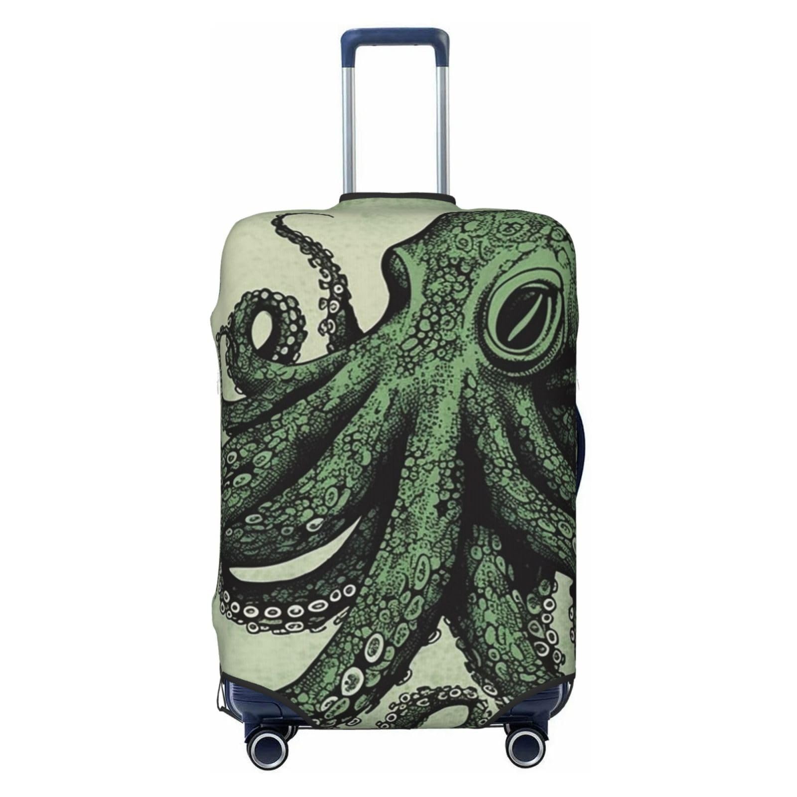 CSGJMYGS Green Octopus Gepäckabdeckungen für Koffer, waschbar, modisch, dehnbar, kratzfest, passend für 45,7 - 81,3 cm große Gepäckstücke, Größe XL, Schwarz, Schwarz , XL