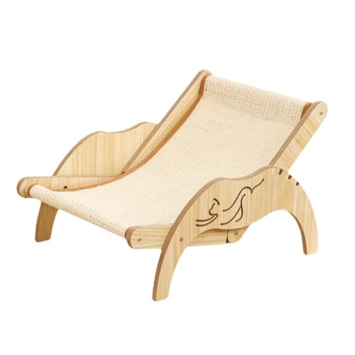 Katzen Sisal Loungesessel Cat Sisal Chair, Katzen Sisal Bett, Verstellbarer 3-Höhen-Kratzer Katzen Hochbett, Mini Strandstuhl, Natürlicher Mini-Loungesessel Aus Massivem Holz