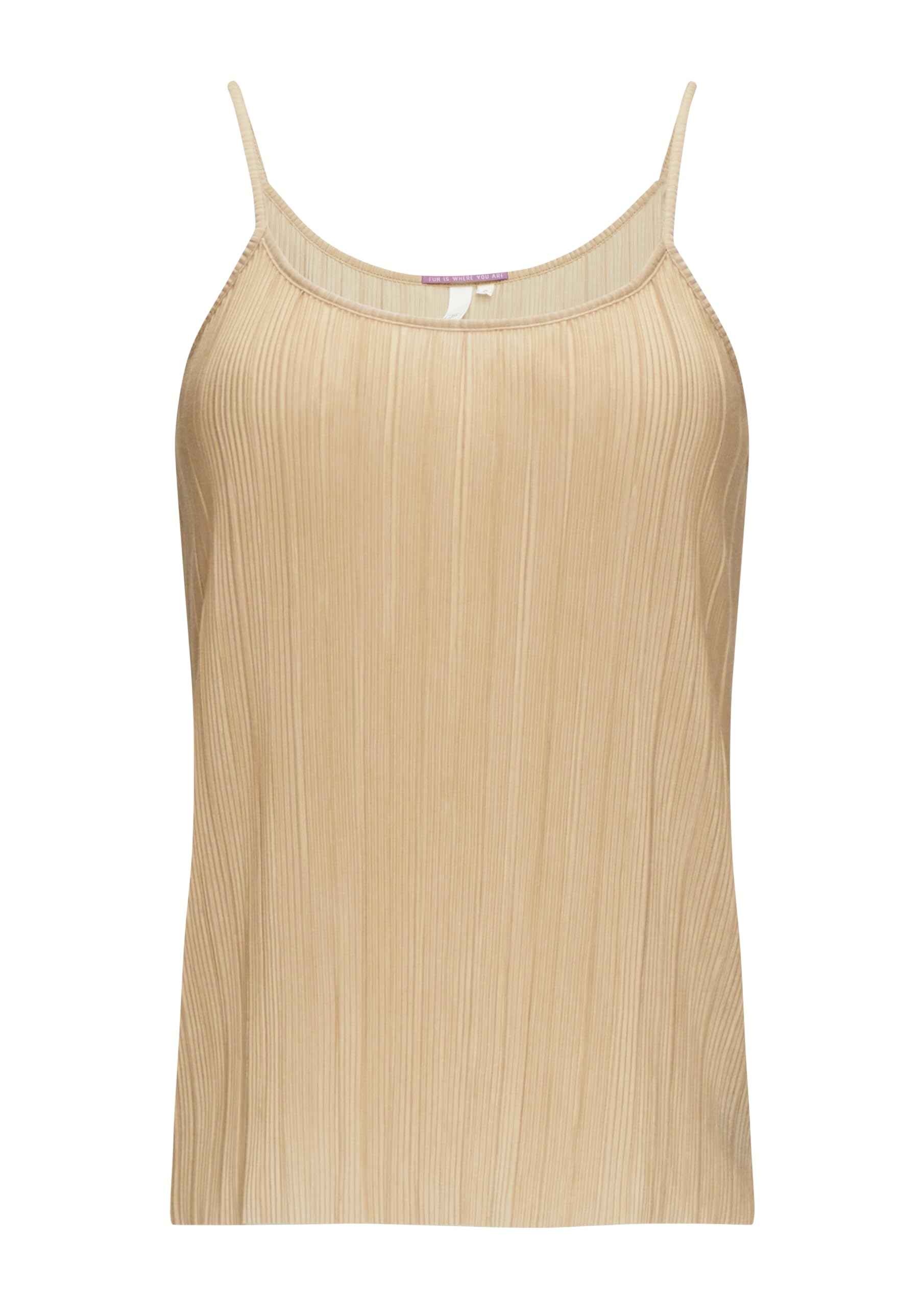 QS Damen 2147728 Top mit Plisseefalten, beige 8312, XXL