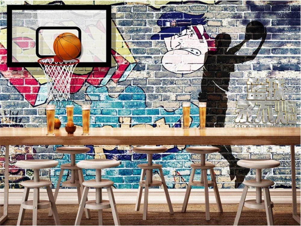 Basketball Graffiti Ziegelmauer 3D Tapete Poster Restaurant Schlafzimmer Wohnzimmer Sofa TV Dekorative Wand-150cm×105cm