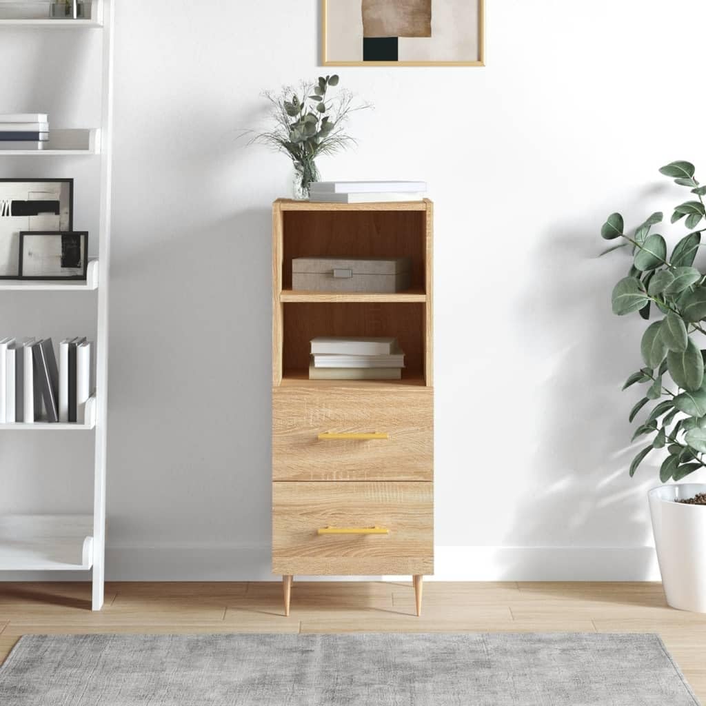 CCCINER Sideboard Sonoma-Eiche 34,5x34x90 cm Holzwerkstoff,Stylisher Sideboard SonomaEiche: Perfekte Aufbewahrungslösung für Wohnzimmer, Schlafzimmer & Flur