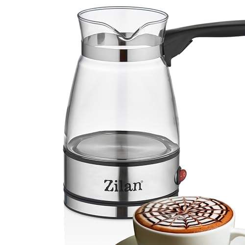 Zilan Mokka Kocher elektrisch Edelstahl Espressokocher Türkischer Kaffeekocher Mokkakanne Kaffeekocher Kaffeebereiter Kaffeebereiter Kaffeemaschine Kaffeezubereiter Kapazität: 500ml