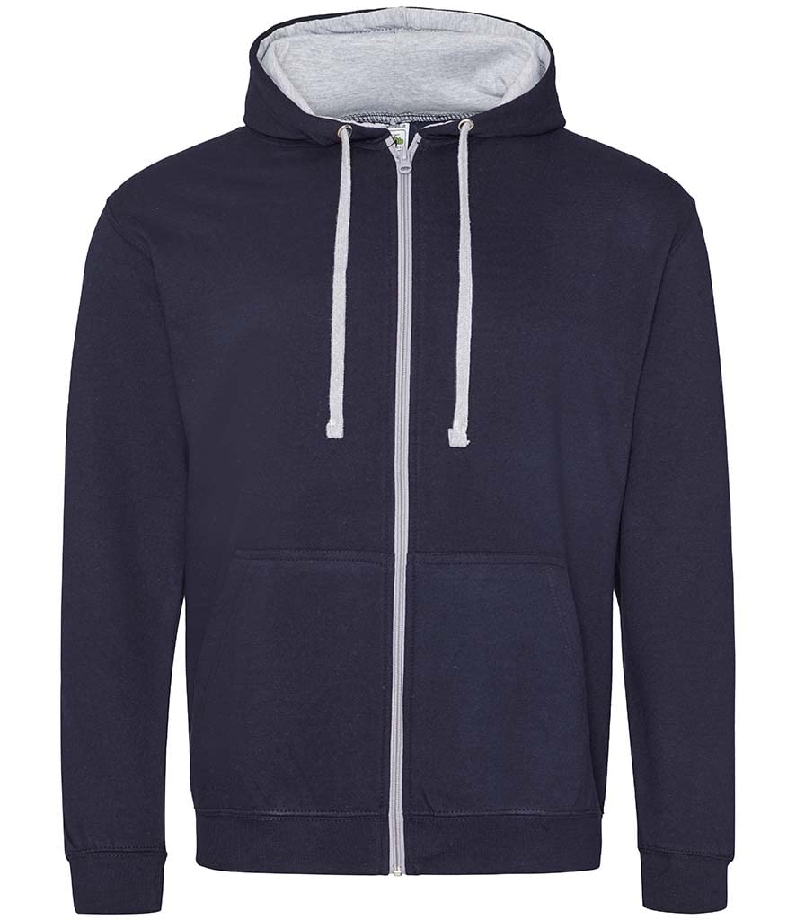 AWDis Herren Varsity Zoodie Kapuzenpullover, Mehrfarbig (New French Navy/Heather Grey), X-Large