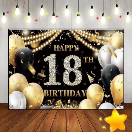 Alles Gute zum 18. Geburtstag Party Taufe Banner Spiel Maschine Junge Schule Dekoration Kinder Golden Smash Kuchen 210X150cm