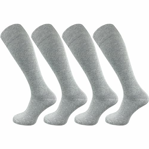 Herren Kniestrümpfe aus 80% Baumwolle (4 Paar) ohne drückende Naht | lange Socken mit Komfortbund | absolut blickdicht (DE/NL/SE/PL, Numerisch, 39, 42, Regular, Regular, hellgrau)