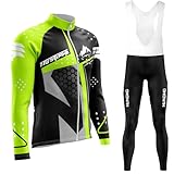 Rennrad Trikot Herren Set,Atmungsaktiv Und Schnelltrocknend Herren-Radtrikot Radhosen Für Männer Mit 9D-Gel-Pads Fahrradtrikot Herren Herbst Atmungsaktive (Type-1,3XL)