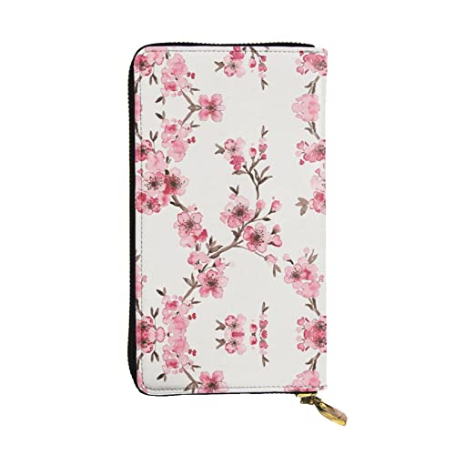 Cherry Blossom Damen Leder Lange Clutch Geldbörse =>> 7,48 x 4,13 Zoll bequem, leicht, wasserdicht, langlebig, schwarz, Einheitsgröße, Schwarz, Einheitsgröße