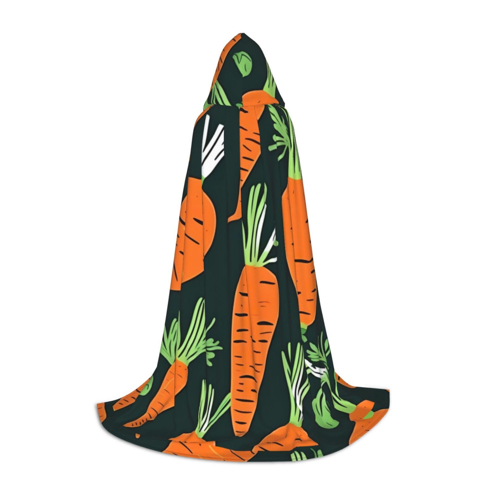 WURTON Happy Carrot nahtloser Musterdruck Halloween Kapuzenumhang Renaissance Gothic Umhang für Cosplay Kapuzenumhang Unisex