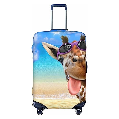 Reisegepäckhülle mit Strandgiraffe, strapazierfähig, passend für 45,7 - 81,3 cm große Gepäckstücke, Größe M, Schwarz, Medium