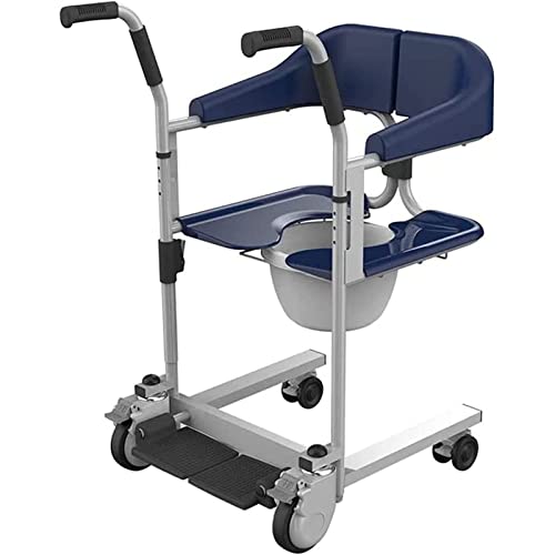 LAOJIN 3-in-1 Toilettenstuhl, Duschstuhl und Rollstuhl, Stahl-Transport-Rollstuhl, unterstützt 150 kg Tragkraft, ideal für Erwachsene mit Behinderung und Badezimmer