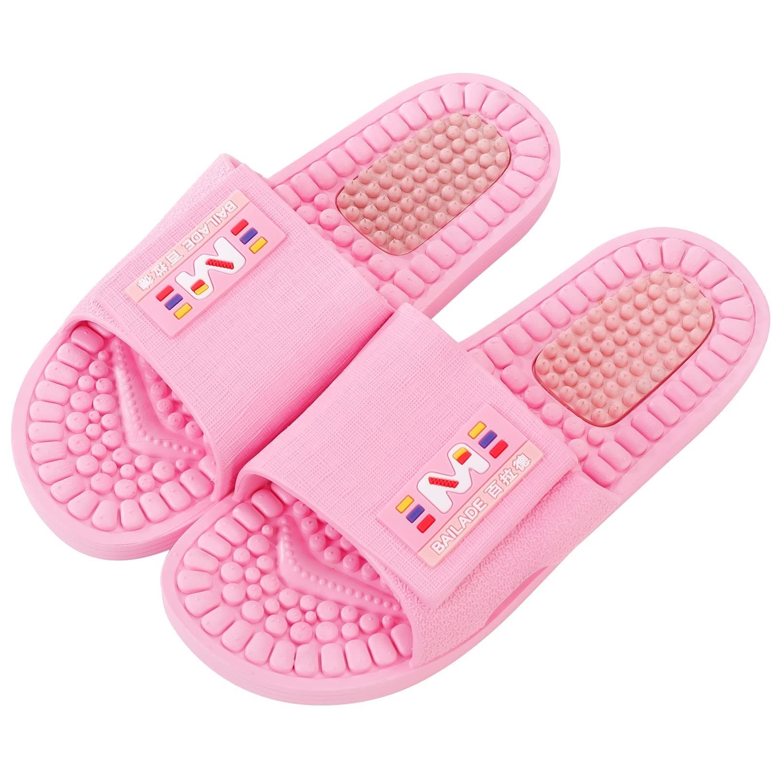 Plantarfasziitis Massage Hausschuhe Männer Frauen Deep Tissue Reflexology Sandalen Förderung Durchblutung Myofasziale Freisetzung Triggerpunkt Akupunktur Entspannung Bade Duschschuhe (Color : Pink,