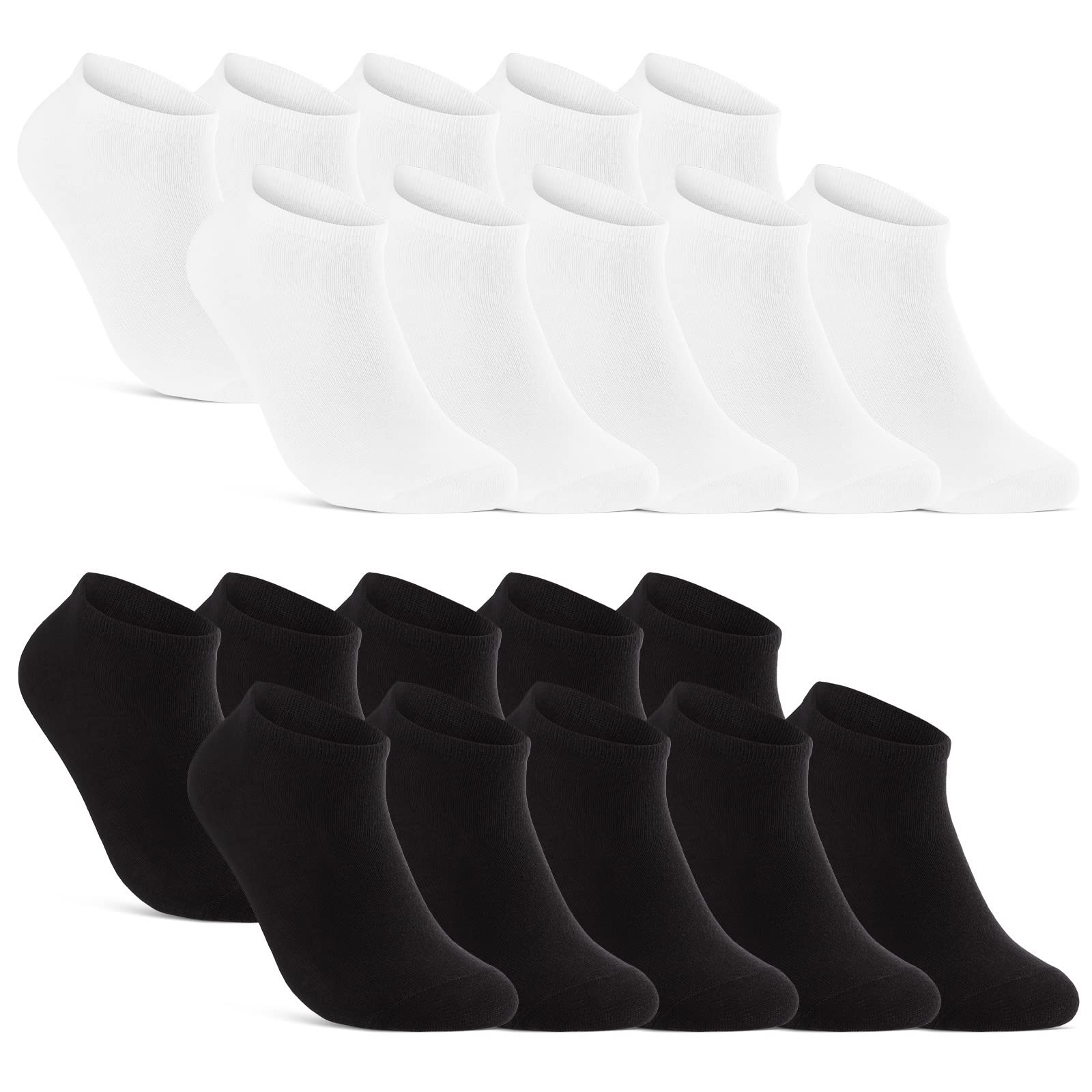 10 | 20 | 30 Paar Sneaker Socken Herren Damen Schwarz Weiß Grau Baumwolle 16900 (10x Schwarz + 10x Weiß 39-42)