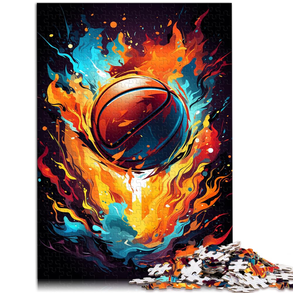 Puzzles Lernspiele Fantasiefarbe Basketball Feuer Puzzle für Erwachsene 1000 Teile Holzpuzzle Unmögliches Puzzle 1000 Teile (50x75cm)