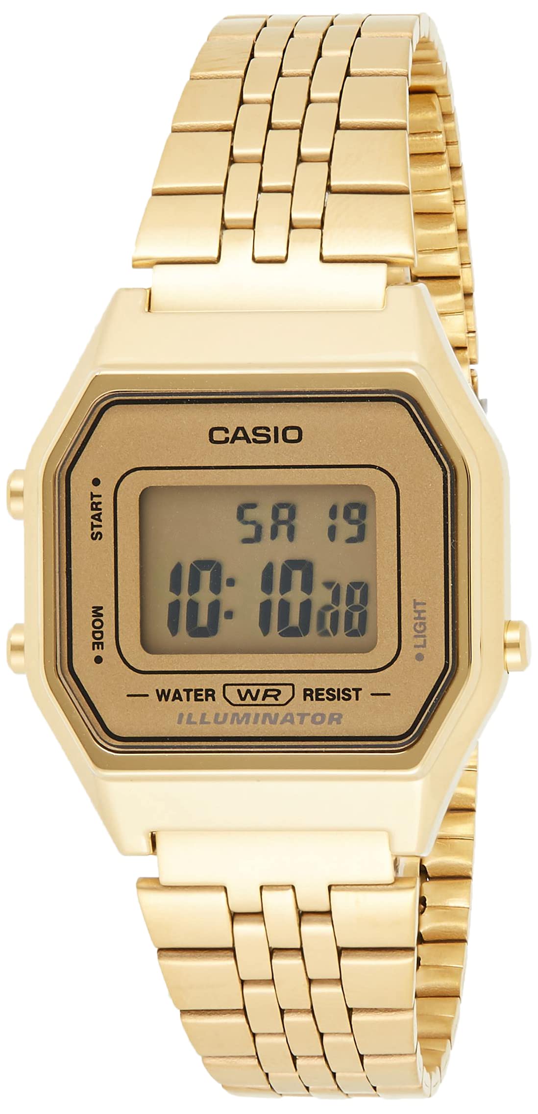 CASIO Damen Digital Quarz Uhr mit Edelstahl Armband LA-680WG-9