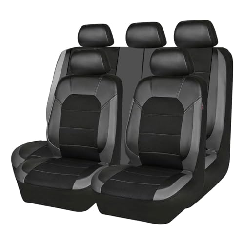 CutuLi Auto Sitzbezüge Sets FüR FIAT Freemont(5seats) 2012-2016, Leder Auto Schonbezug Full Set Sitzbezug Vordersitze Rücksitzschoner Auto Zubehör, B/Black Gray