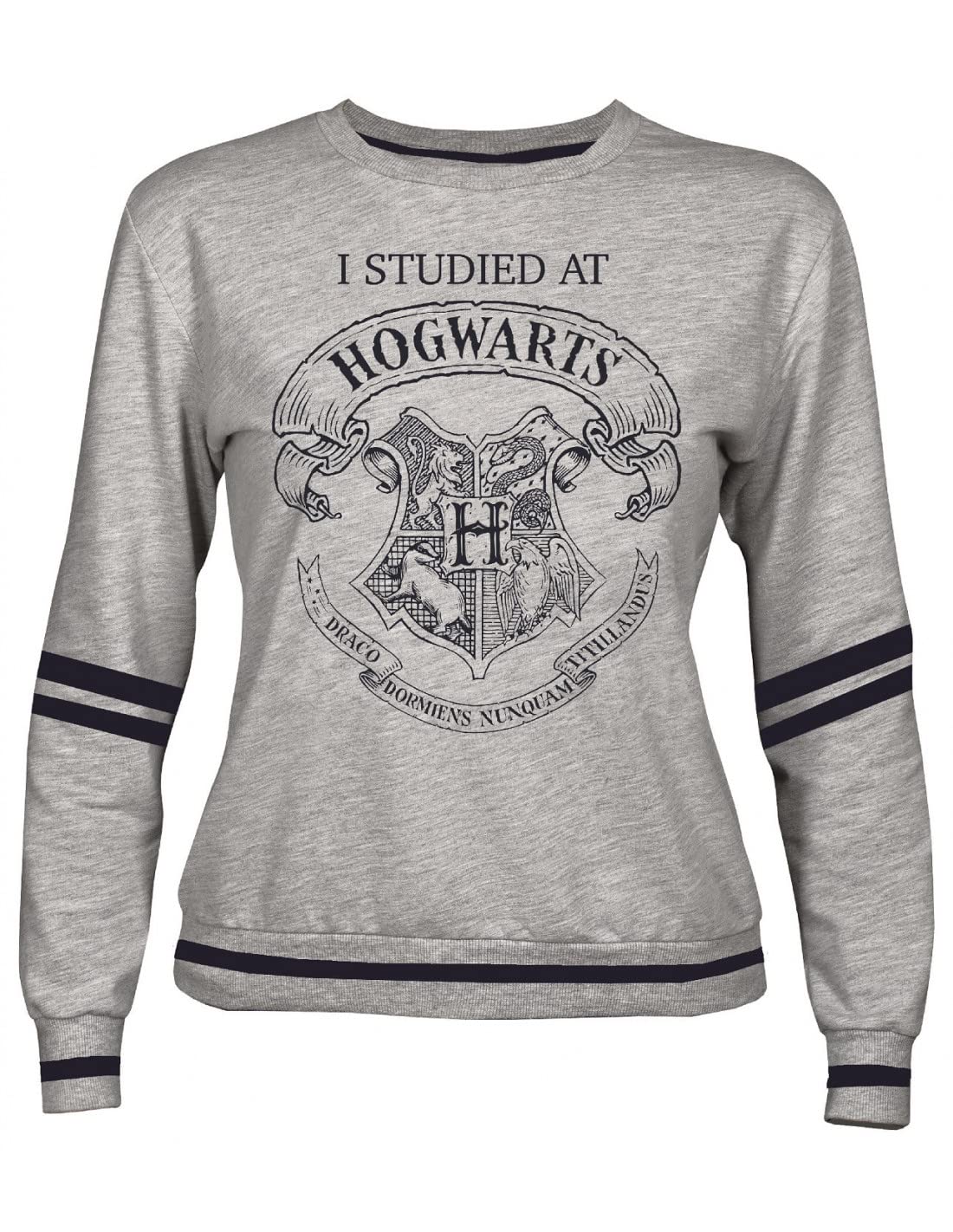 Harry Potter Damen Sweater I Studied at Hogwarts Wappen grau - L