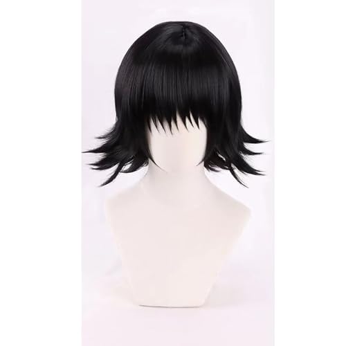 WCCNKK Anime Cosplay Perücke, HUNTER×HUNTER Shizuku Perücke, Kurze Schwarze Haare, Mit Kostenloser Perückenkappe, Für Party Halloween Comic-Ausstellung, Dekoratives Geschenk