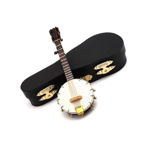 1 Stück Miniatur-Banjo-Modell Mit Halterung Und Koffer, Mini-Musikinstrumenten-Zubehör Musikinstrumente Miniatur (Size : 14cm)