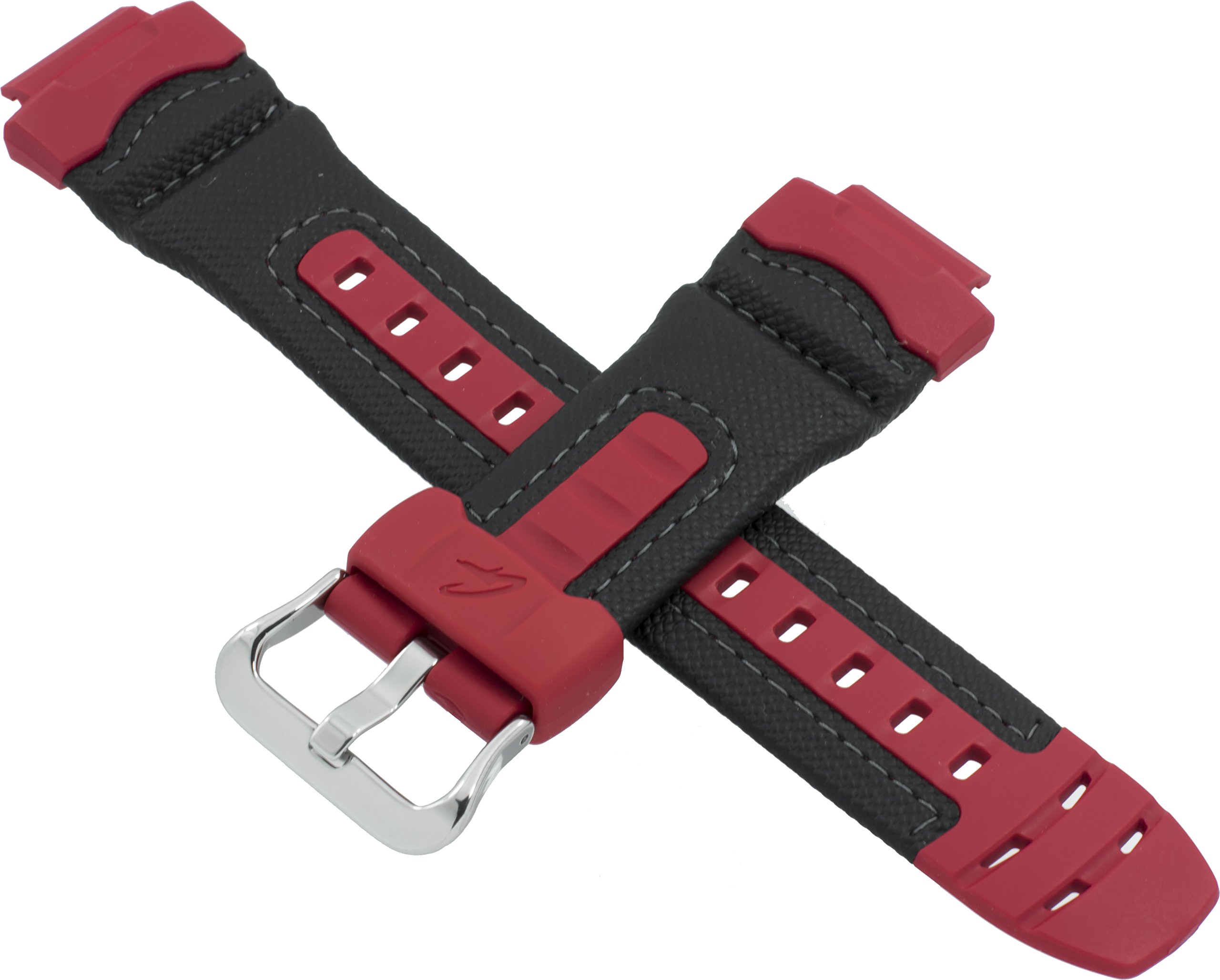 Casio Original Uhrenarmband für AW-591RL AW 591RL 591 Schwarz Rot 10275267, Riemen