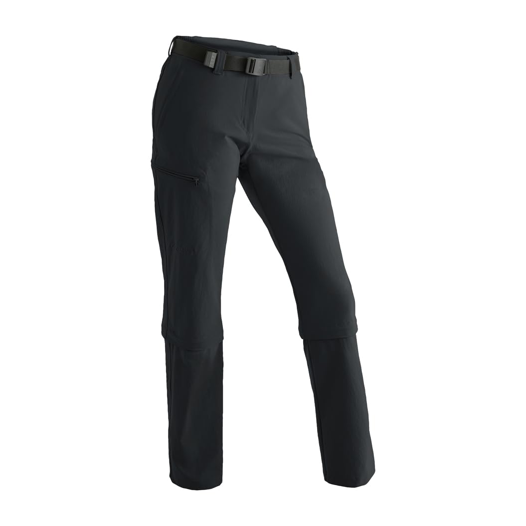 Maier Sports Arolla, Damen Wanderhose, Wasserabweisende Outdoorhose für Trekking und Hiking, Praktische Zipp-off-Funktion, PFC-frei, mSTRETCH pro 4 & Dryprotec, Schwarz, 23 (W38/L30)