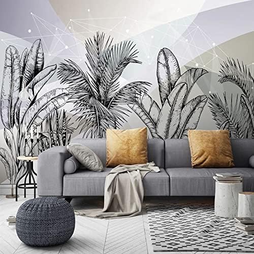 XLMING Minimalistisch Abstrakt Geometrisch Botanisch Blatt 3D Tapete Home Dekoration Wohnzimmer Sofa Schlafzimmer Tv Hintergrund Wand-350cm×256cm