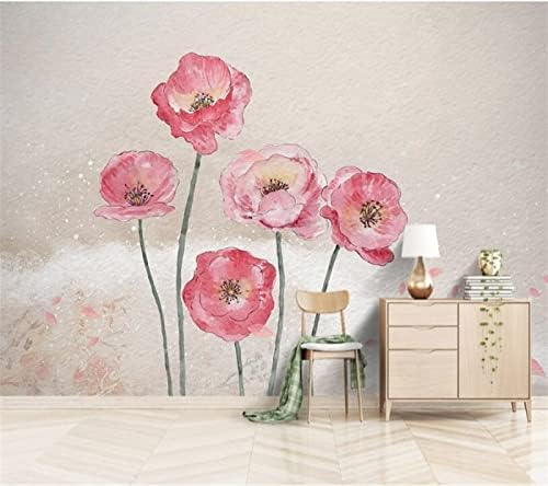 XLMING Aquarell Effekt Hand Gemalt Aquarell Blume Küche Esszimmer Arbeitszimmer Wohnzimmer TV Hintergrund Wand 3D Tapete-430cm×300cm