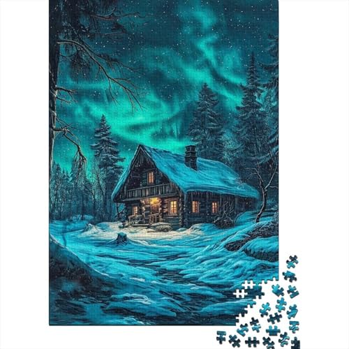 Winterchalet-Holzpuzzle für Erwachsene und Jugendliche, 500 große Teile, Holzpuzzle für Erwachsene und Jugendliche 20,47x14,96 Zoll