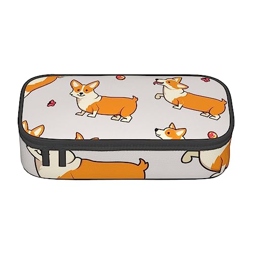 ZORIN Federmäppchen für Mädchen Jungen Große Kapazität Federmäppchen Niedliche Corgi Hunde Spielen Stift Tasche Tragbare Make-up-Tasche für Schule Büro Studenten Teenager, Schwarz , Einheitsgröße, Münzbeutel