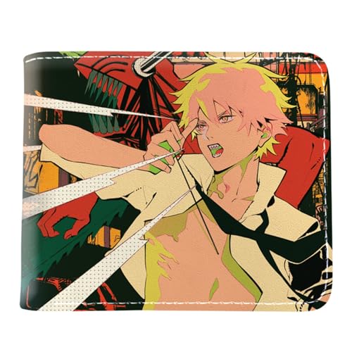 RYNDEX Chains-aw Man Brieftasche Anime, Cartoon-Münztasche Kleine Geldbörse, PU Leder Münzbörse Wallet mit Sichtfenster(Color:Multicolor 10)