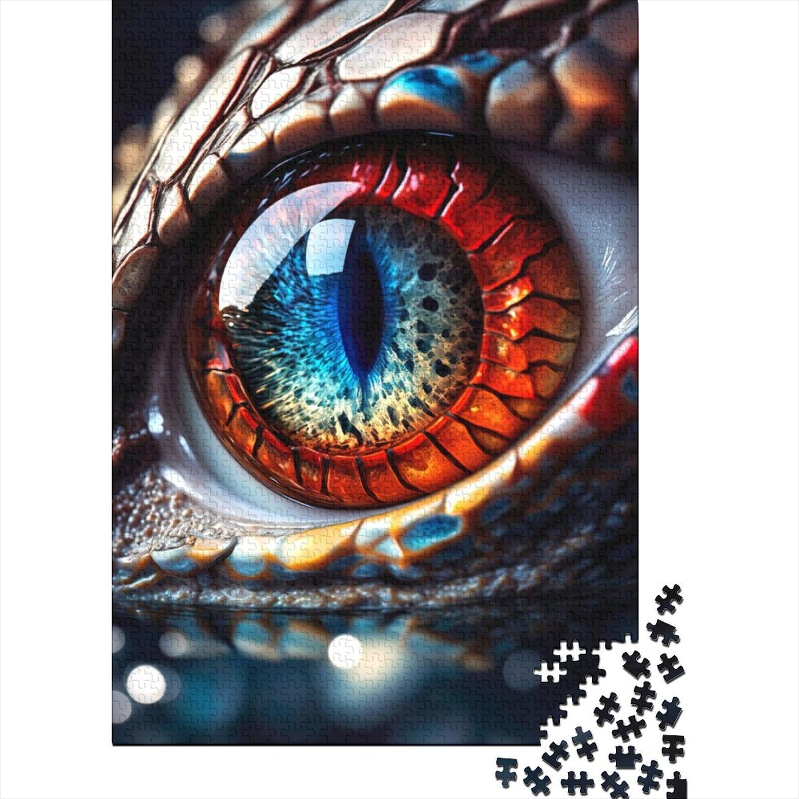 1000-teiliges Puzzle für Erwachsene und Teenager, Drachenauge, Rot und Blau, Puzzles für Erwachsene und Teenager von Stress Reliever Staycation Kill Time, 75 x 50 cm