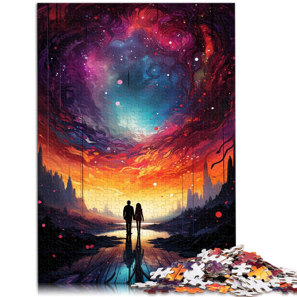 Puzzles für farbenfrohe Psychedelia der endlosen Liebe, Weltraum-Kunst-Puzzles für Erwachsene, 1000 Teile, Holzpuzzle, Unmögliches Puzzle, 1000 Teile (50 x 75 cm)