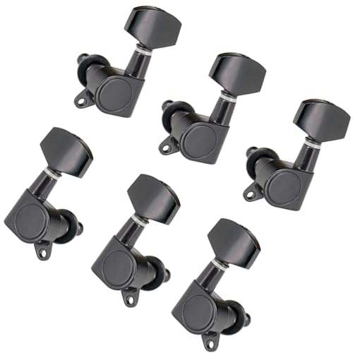 Strings Tuning Pegs Mechaniken Für Gitarre 3L3R versiegelter und langlebiger Stimmwirbel, Stimmgerät für elektrische Akustikgitarre, Stimmkopfknopf (Color : Black)