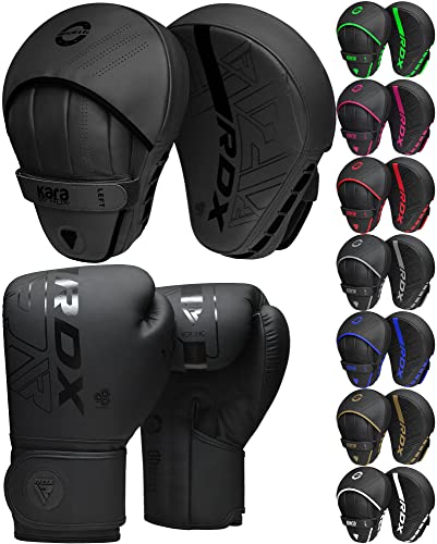 RDX Kinder Boxhandschuhe und Pratzen Set Kampfsport Handpratzen Junior Muay Thai Boxpratzen Mitts MMA Training Boxen Pads Sparring Schlagpolster Kickboxen Schlagkissen Haken und Jab Boxpads (MEHRWEG)