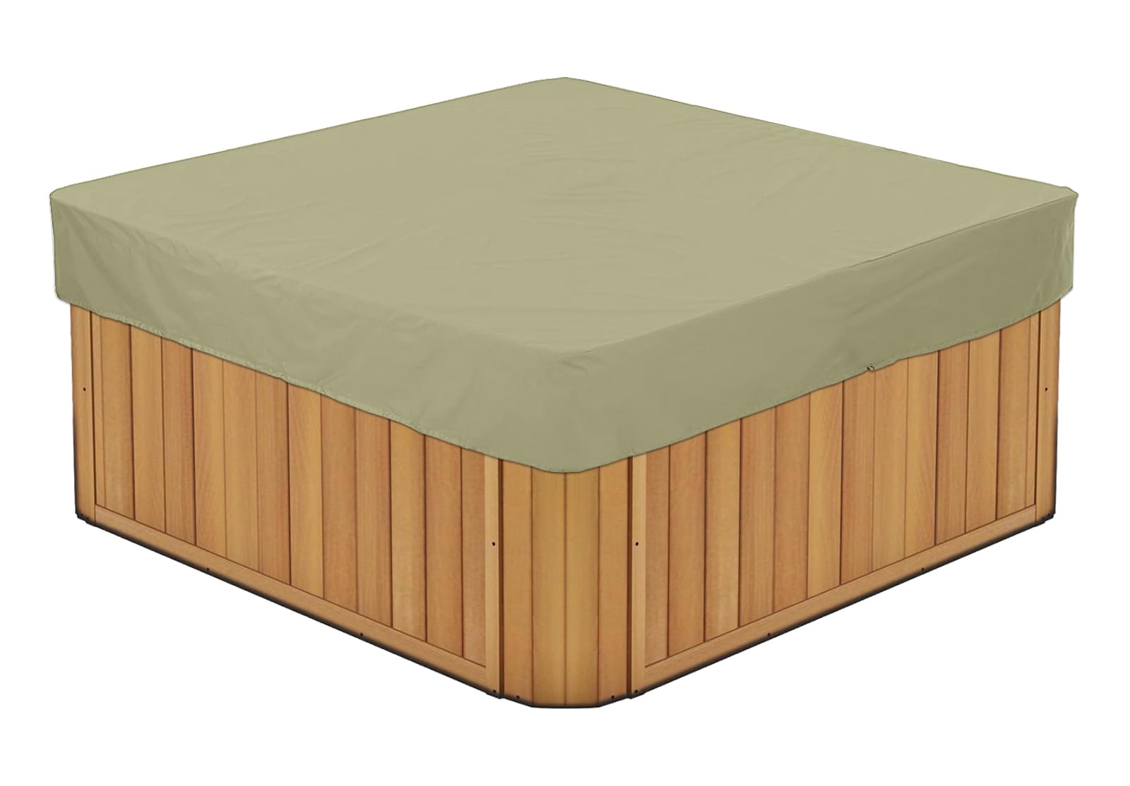 BaCover Outdoor Quadrat Whirlpool-Abdeckung, Allwetter Garten Spa Abdeckung aus 210D Oxford, Wasserdicht, Staubdicht, UV-geschützt Poolabdeckung,Beige,207x207x30cm